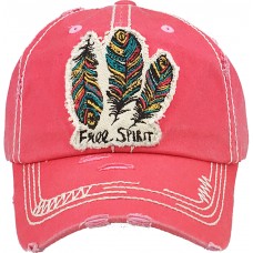 FREE SPIRIT on Coral 's Baseball Cap  Distressed Dad Hat  eb-17412116